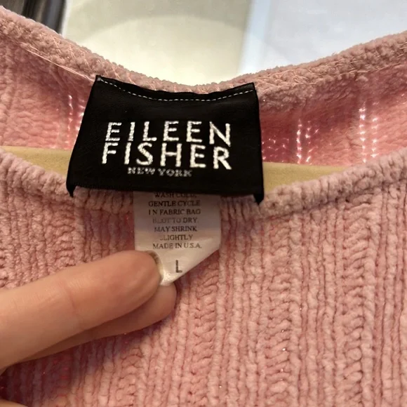 Eileen Fisher Pink Knit Ultra Soft Oversized Sweater size Large 100% cotton - Picture 3 of 6